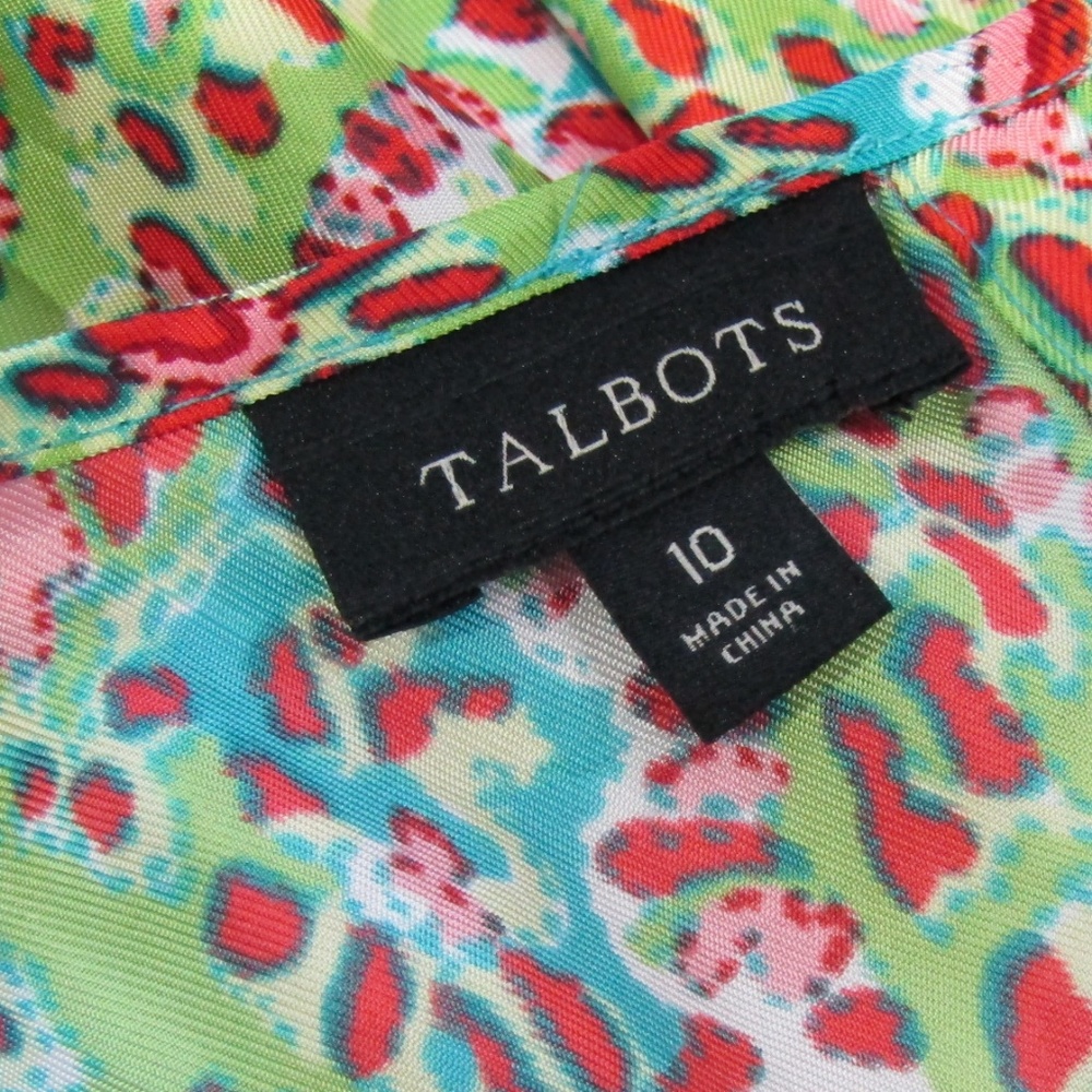 Talbots Button Back Print Summer Blouse Size 10 - image 4